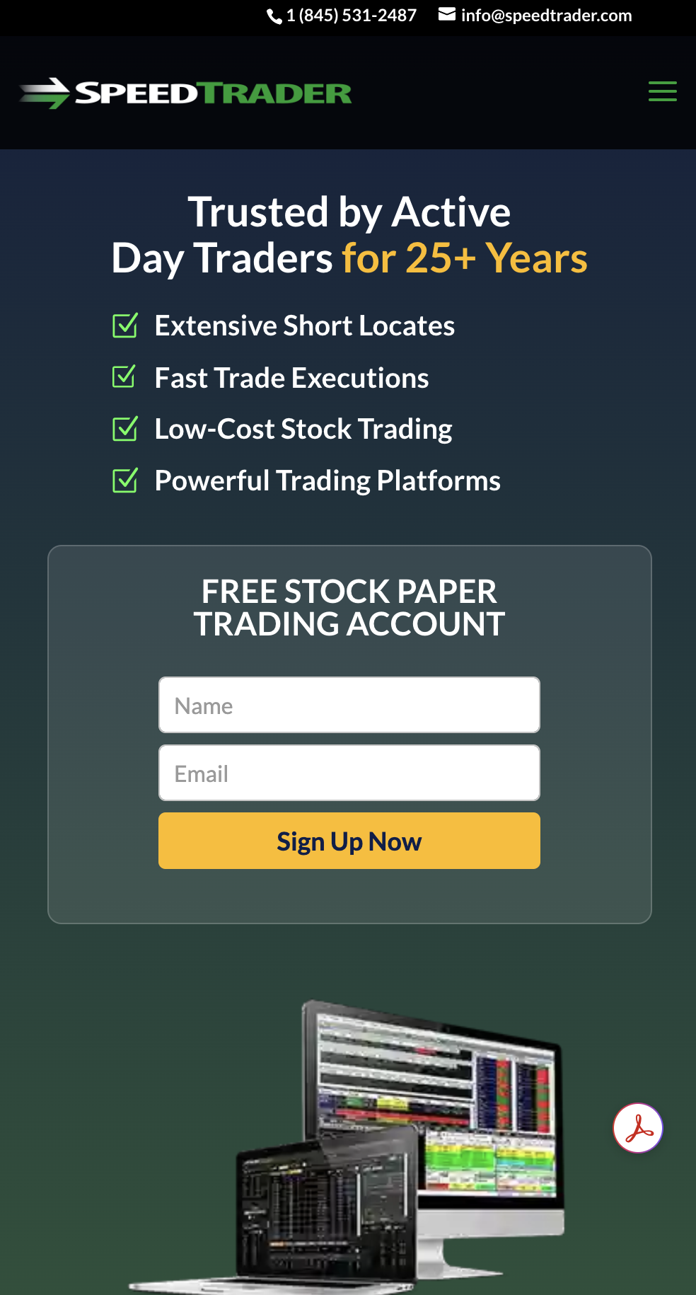 SpeedTrader mobile website experience
